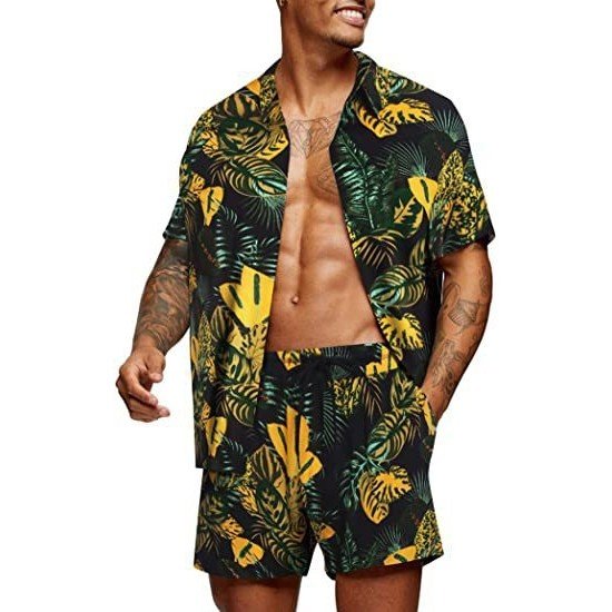 Summer Beach Printed 2 Piece Short Sets For Men