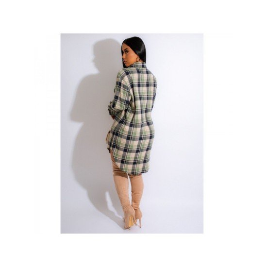 Plaid Casual Long Sleeve Women Coats