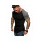  Men Summer Contrast Color Short Sleeve T Shirt