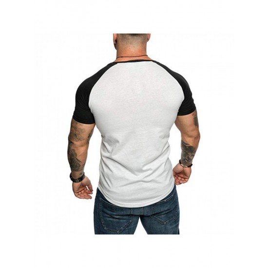  Men Summer Contrast Color Short Sleeve T Shirt