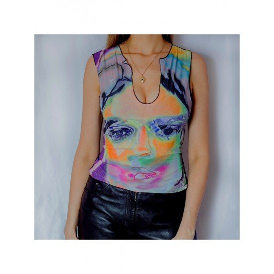  Summer 2022 Mesh Print Women's Vest Top