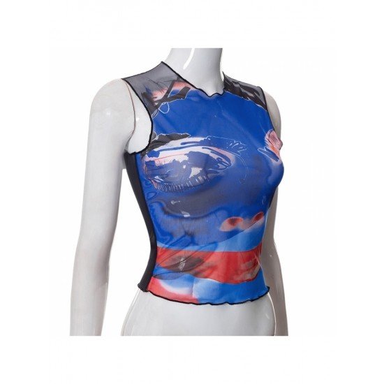  Summer 2022 Mesh Print Women's Vest Top