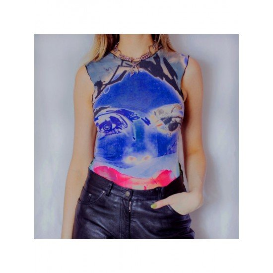  Summer 2022 Mesh Print Women's Vest Top