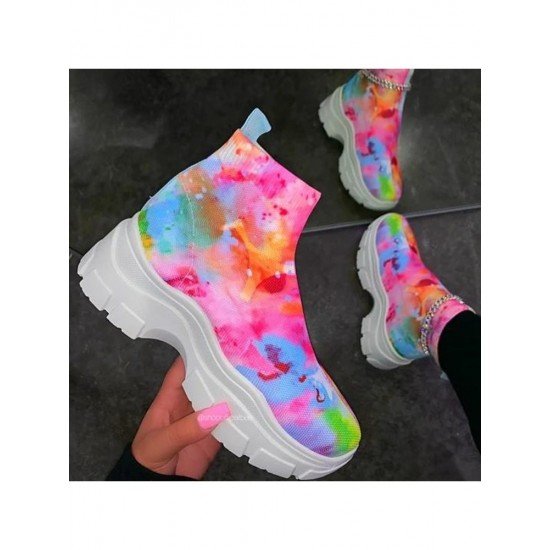 Tie Dye Casual Ankle Boots 