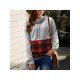  2022 Autumn Casual Hooded Plaid Patchwork Women's Sweater