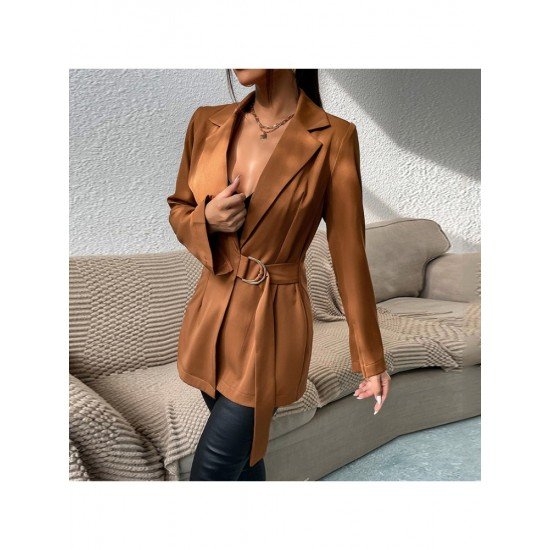 Ladies New Solid Long Sleeve Blazer Coats