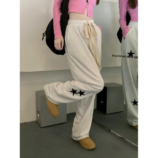 Casual Drawstring Star Trousers For Women