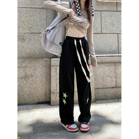 Casual Drawstring Star Trousers For Women