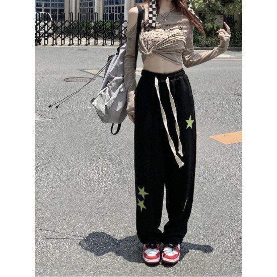 Casual Drawstring Star Trousers For Women