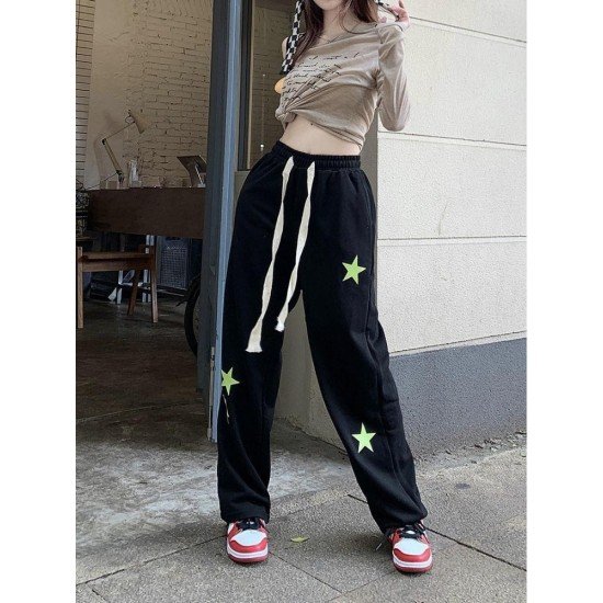 Casual Drawstring Star Trousers For Women