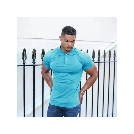  Summer Pure Color Short Sleeve Men's POLO Shirt