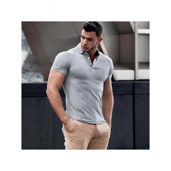  Summer Pure Color Short Sleeve Men's POLO Shirt