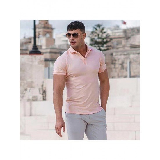  Summer Pure Color Short Sleeve Men's POLO Shirt