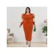  Pure Color Round Neck Long Sleeve Dress