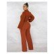  Sexy Pure Color Long Sleeve Women's Jumpsuit