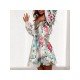 Vacation Printed Ruffles Lantern Sleeve Short Dress