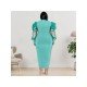  Pure Color Round Neck Long Sleeve Dress