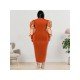  Pure Color Round Neck Long Sleeve Dress