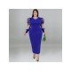  Pure Color Round Neck Long Sleeve Dress