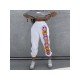 White Smiling Face Printed Sports Trousers For Women