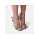 Snake Printed Leaf Stiletto Ankle Strap Heels 