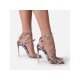 Snake Printed Leaf Stiletto Ankle Strap Heels 