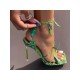 Snake Printed Leaf Stiletto Ankle Strap Heels 