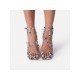 Snake Printed Leaf Stiletto Ankle Strap Heels 