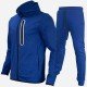  Casual Pure Color Hooded Zipper Men's Long Suit