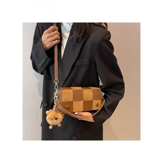 Cute Grid Patchwork Black Shoulder Bags