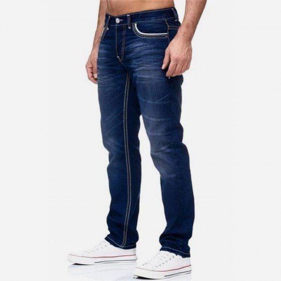  Fashion Pure Color Denim Jeans For Men