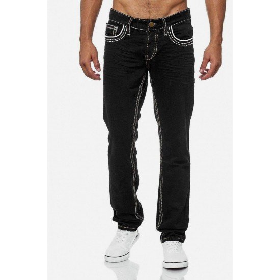  Fashion Pure Color Denim Jeans For Men