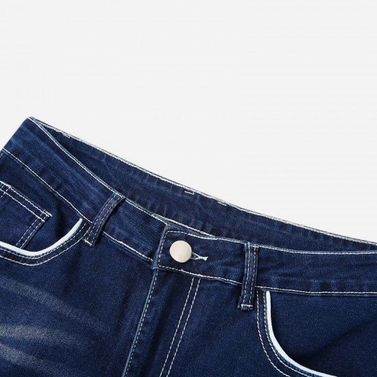  Fashion Pure Color Denim Jeans For Men