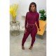 Mock Neck Solid Matching 2 Piece Trouser Sets For Women