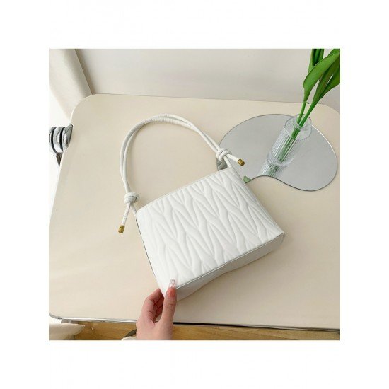  Fashion PU Pure Color Pleated Shoulder Bag