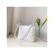  Fashion PU Pure Color Pleated Shoulder Bag