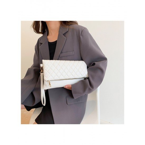 Casual Street Ladies Rhombus Lattice White Clutch Bags