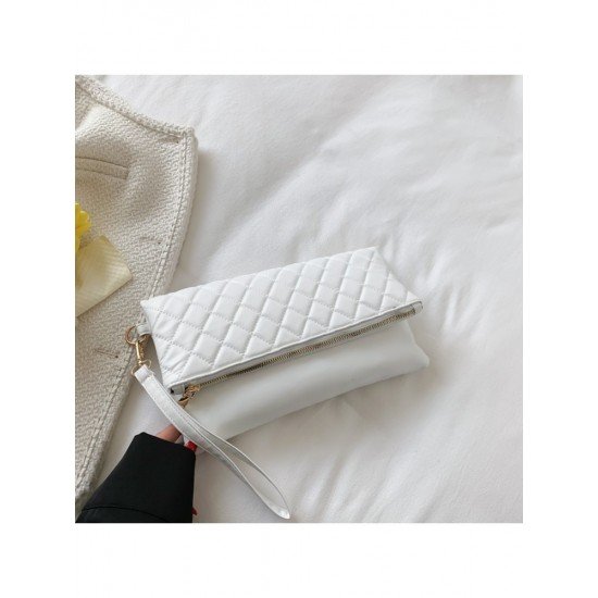 Casual Street Ladies Rhombus Lattice White Clutch Bags