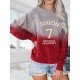 Women Gradient Color Crew Neck Loose Printed Sweatshirts