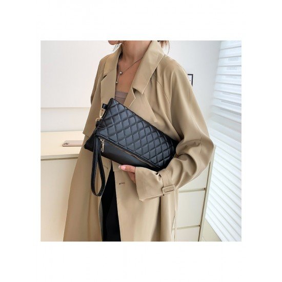 Casual Street Ladies Rhombus Lattice White Clutch Bags