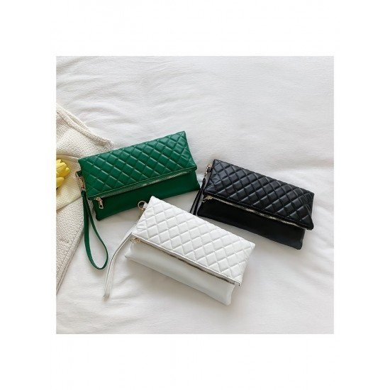 Casual Street Ladies Rhombus Lattice White Clutch Bags