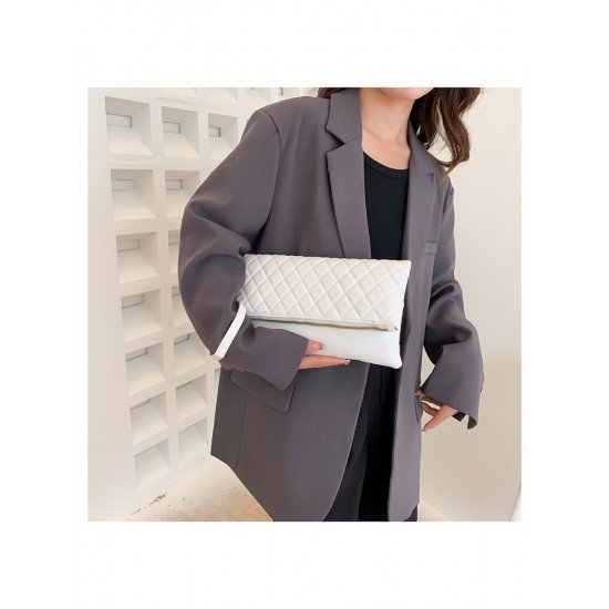 Casual Street Ladies Rhombus Lattice White Clutch Bags