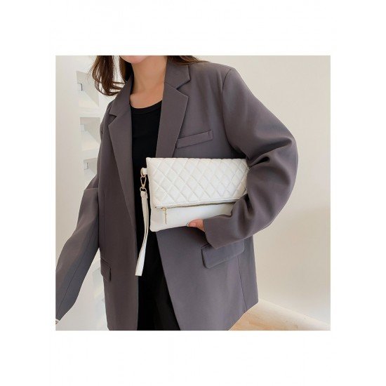 Casual Street Ladies Rhombus Lattice White Clutch Bags