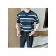 Men's Color-Block Striped Short Sleeve Polo Shirt