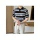 Men's Color-Block Striped Short Sleeve Polo Shirt