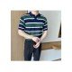 Men's Color-Block Striped Short Sleeve Polo Shirt