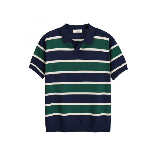 Men's Color-Block Striped Short Sleeve Polo Shirt