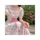  French Sweet Square Collar Floral Women's Dress