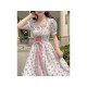  French Sweet Square Collar Floral Women's Dress