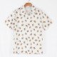 Apricot Leaf Printed Short Sleeve Men Shirts 